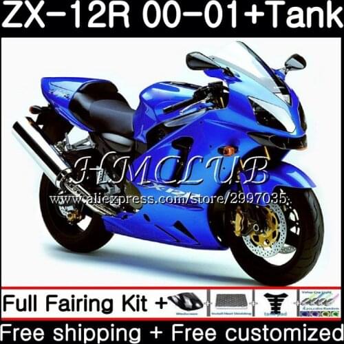 Body+Tank For KAWASAKI NINJA ZX1200 C ZX 12R 2000 2001 2002 67HC.7 ZX 12 R 1200CC glossy blue ZX12R 00 ZX-12R 00 01 02 Fairing