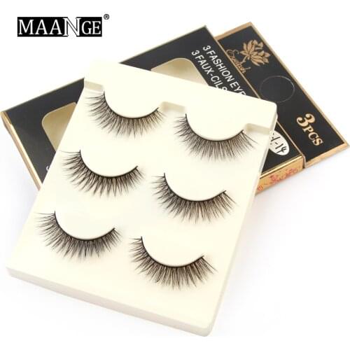MAANGE 3D Soft Mink Hair 3Pairs/Box Pro Beauty Dramatic Handmade Lashes Cruelty Free Luxury natural false eyelash Make Up Tools
