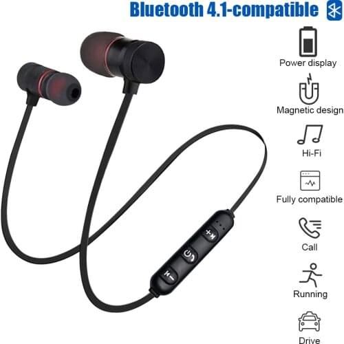 Magnetic Wireless bluetooth-compatible Earphone music headset Phone Neckband sport Earbuds with Mic For iPhone Samsung Xiaomi