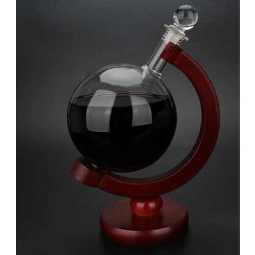 Mini Globe Whiskey Decanter Aerator Glass Bottle with Holder Rack Alcohol Vodka Decanter Pourer Barware 500ML