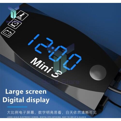 DC 6V-30V 3 In 1 Digital Time Clock + Thermometer +Voltage Voltmeter LED Display Motorcycle IP67 Waterproof Tester for Car Boat