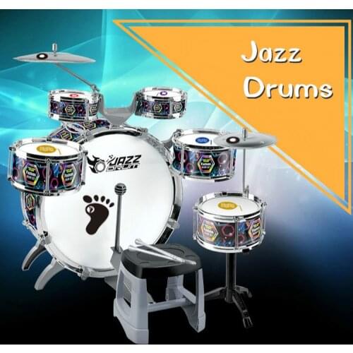 Fashion Large Children Music Jazz Drums Set ( 6 drums + 2 cymbals ) Thickened Eardrum Drum Score Seat Children percussion toys