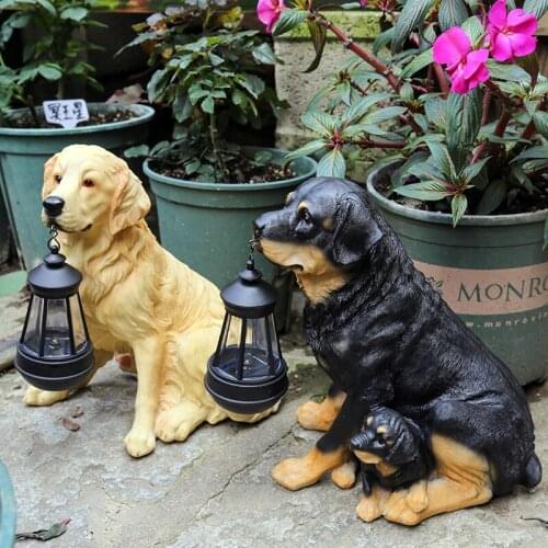 Cartoon simulation dog decoration garden sculpture outdoor decoration solar lamp Garden decoration art statue