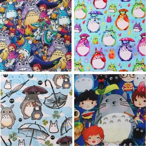 Cartoon Cotton Fabrics By The Meter Print Totoro Nurse Mouse Anime Fabric For Needlework Patchwork DIY Handmade Sewing Material