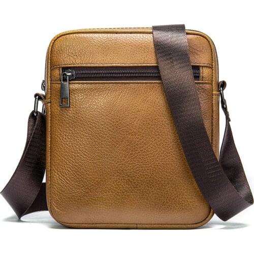 Genuine Leather Messenger Bags Mens Casual Crossbody Bag Male Business Shoulder Bag For Men Mobile Phone Bag
