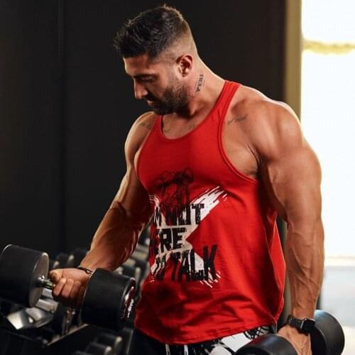 New Gyms Muscle Vest Mens Fitness Exercise Breathable Self-Cultivation Sports Trend Summer Cotton Sleeveless Tops