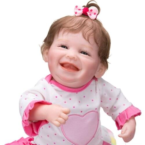 NPK 49CM Full Body Soft Silicone Baby Reborn Bebe Doll Sweet Happy Baby Waterproof Bath Toy
