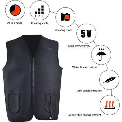 Outdoor Riding Skiing Fishing USB Charging Electric Heated Vest Warm Electric Heated Clothing USB Vest Keep Warm Accessories