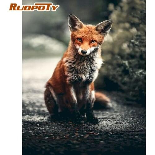 RUOPOTY Fox Animal Picture By Numbers Kits For Adults HandPainted Diy Framed Acrylic Coloring Canvas Oil Painting Bedroom Decor