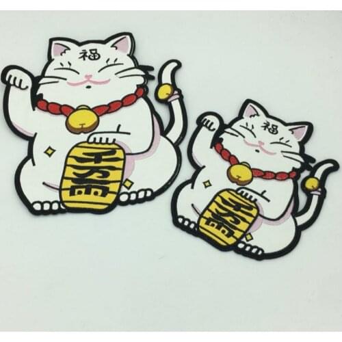 50pcs/Lot Embroidery Patches Letters Clothing Decoration Accessories Animal Lucky CatDiy Iron Heat Transfer Applique Iron Ons