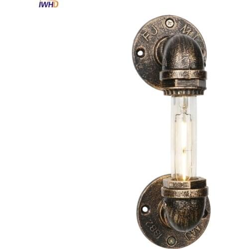 IWHD Wandlamp Edison Wall Lamp Vintage Water Pipe American Country Loft Decor Industrial Wall Light Applique Murale Luminaria