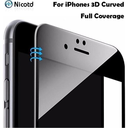Nicotd 9H 0.3mm 3D Curved Edge Glossy Carbon Fiber Tempered Glass For iPhone 6S 6 Plus Phone Screen Protector Film For iPhone 7