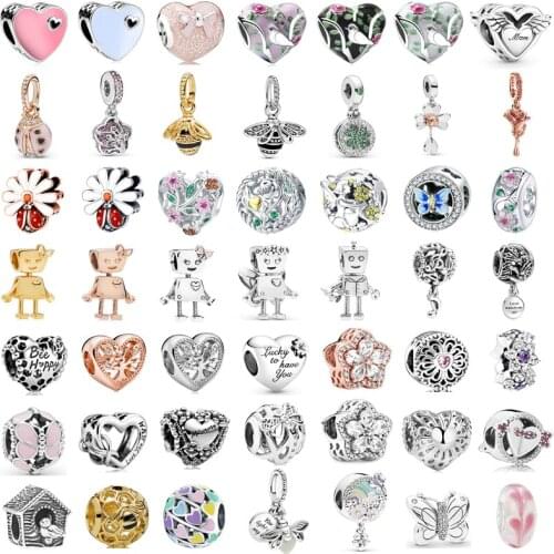 New Fashion Charm Original Flower Elf Bird Butterfly Bee Beads Suitable for Original Pandora Ladies Bracelet Jewelry Gift