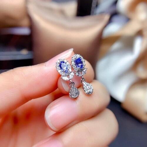 New Natural Tanzanite Earrings 925 Silver Main Stone Size 3x5mm