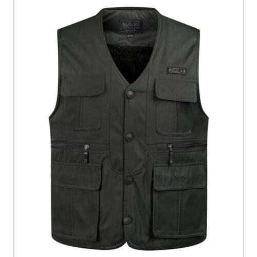 New Autumn&Winter men Multi-pocket Man Lambs wool lining Vest Jacket Warm Thicken Gilet men vests Plus Size S-4XL