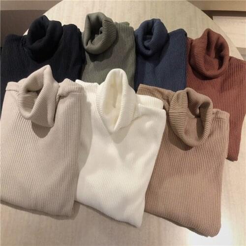 2020 Autumn Winter Turtleneck Pullovers Sweaters Primer shirt long sleeve Short Korean Slim-fit tight Sweater Thicken Warm