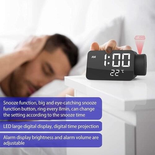 ABZS Projection Digital Alarm Clock Dual Alarm Clock With USB Charger Port Display Clocks for Bedroom Snooze Heavy Sleeper