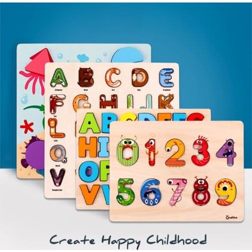 Early Educational Puzzle Toys Baby Hand Grasp Wooden Puzzle Toy Alphabet And Digit Parent-child Interactive Wood Puzzle Toy Gift