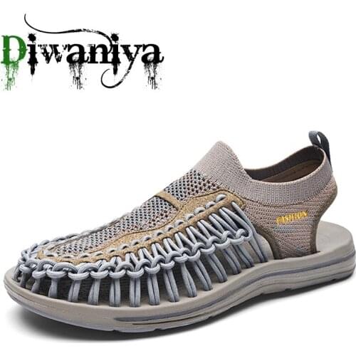 Diwaniya Summer Big Size 46 Men Sandals Fashion Handmade Weaving Design Breathable Casual Beach Shoes Outdoor Sandals For Men