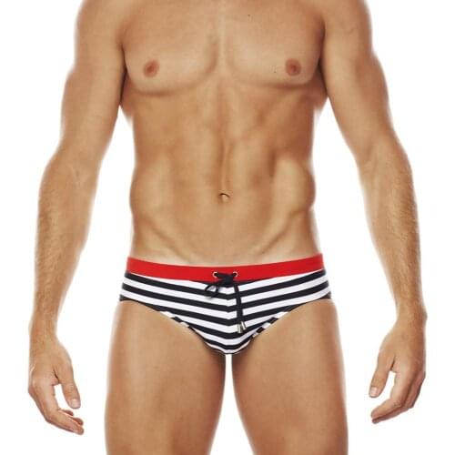 Y602 sexy black red stripe men swimsuits sunga surfing shorts swimming trunk men swimwear low waist man swim briefs bikinis