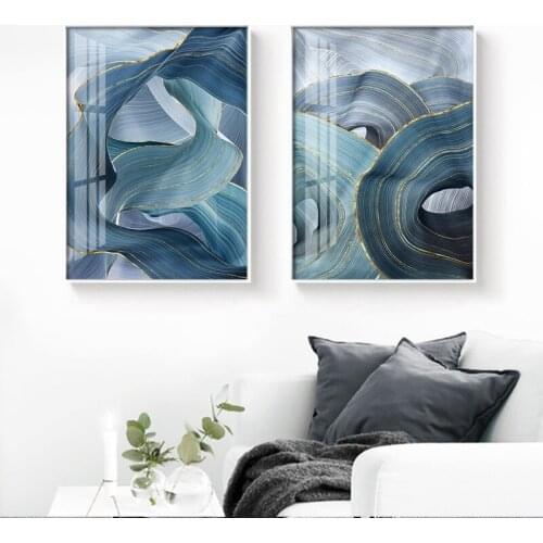 Nordic Canvas Painting Modern Abstract Luxury Ribbon Posters Prints Wall Pictures for Living Room Bedroom Decor Gold Art Poster