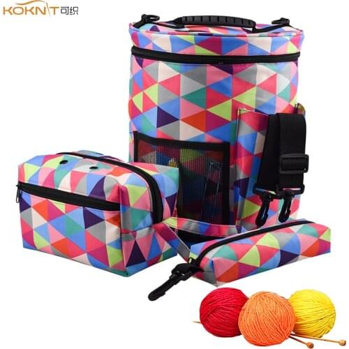 KOKNIT 3pcs/set Knitting Bag Yarn Tote Organizer Woolen Yarn Holder Bag DIY Needlework Storage Bag Women Mom Home Sewing Kit Bag