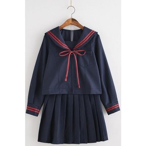Japanese Navy sailor suit long-sleeved wind orthodox students loaded class service uniforms jk uniforms pleated skirt suit