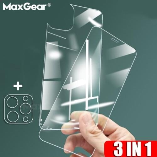 3 in 1 Front Back Rear Tempered Glass On For iPhone 12 11 Pro Max Screen Protector + Camera Lens Glass For iPhone12 mini Film