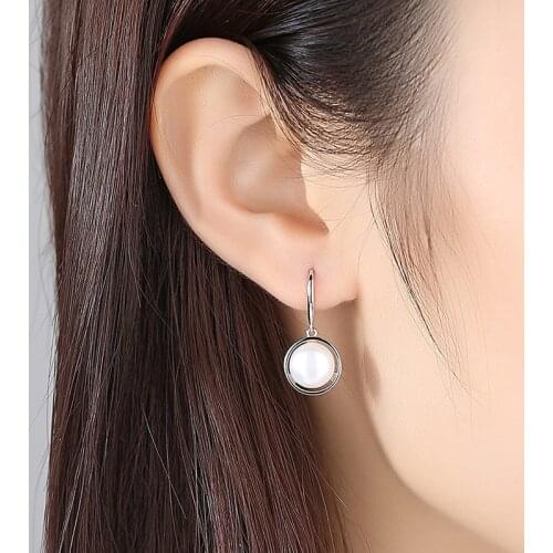 DOTEFFIL Earrings 11.5MM Natural Freshwater Pearl 925 Sterling Silver Pearl Earrings For Women Jewelry Engagement Gift Party