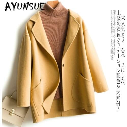 100% Wool Coat Women Clothes 2020 Korean Double-sided Wool Warm Spring Autumn Jacket Women Woolen Overcoat Manteau Femme YY2014