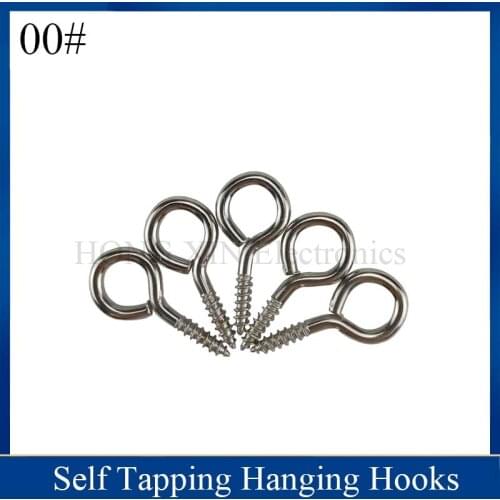 00# Eye Shape Screw Eye Hooks Self Tapping Screws Carbon Steel Screw-in Hanger Ring Hooks 1pcs