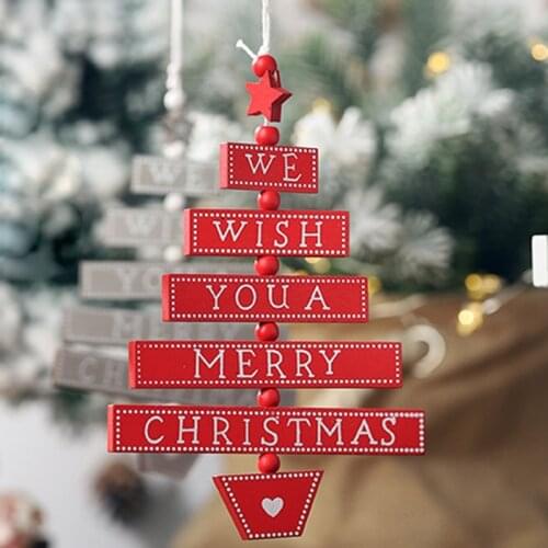 1 piece/pack) 25cm Red Christmas Decorations Pendant New Year Holiday Party Decoration Wooden bell Tree Ornaments