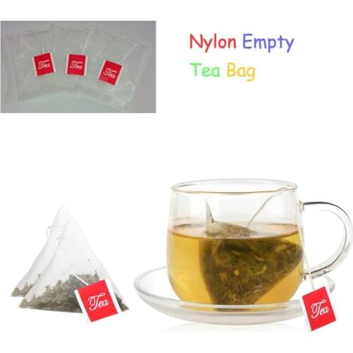 100pcs/lot Large Nylon Empty Pyramid Teabag Tea Infuser Strainer Teabags 6.5*8CM