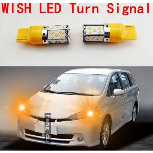 2pcs For Toyota wish LED High Bright Indicator Car Turn Signal Before and after Signal Light Amber Yellow Bulb T20 7440 PY21W