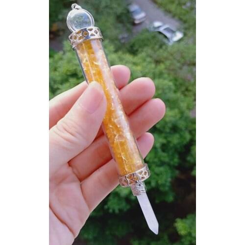 5pcs Natural Citrine Rock Quartz Stone Pendant Energy Reiki Healing Amulet