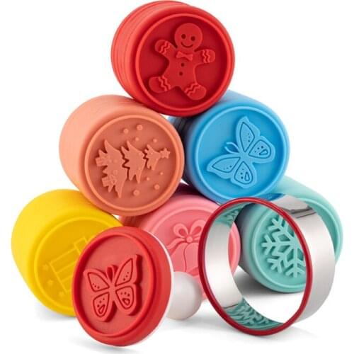 6Pcs Food Grade Silicone stainless steel Biscuit Molds 3D Christmas Cookie Cutters DIY Pastry Mold For Baking Kitchen Egg Tool