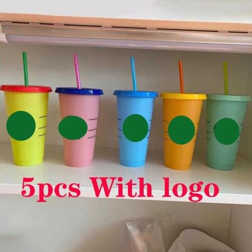 710ml Plastic Straw Tumbler With Lid With Logo Coffee Water Mugs Cold Cup Portable Reusable Support Dropship Wholesale