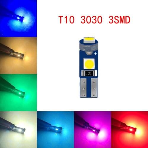 50Pcs/Lot Car LED Bulbs Super Bright T5 3030 3SMD 12V Canbus Error Free Instrument Cluster Panel Dash Light,Plug and Play