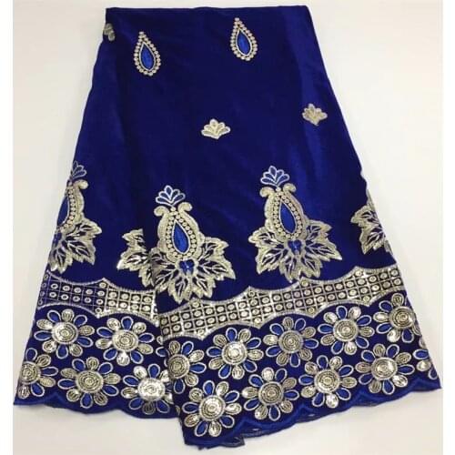 Velvet lace fabric royal blue nigerian lace fabrics sequence lace fabric tissu dentelle wholesale 5yard/lot 5827