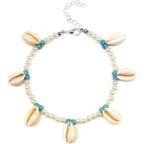 Foot Jewelry Simple Natural Shell Beach Chain Anklets for Women Fashion Pearl Stone Anklet Bracelet K213