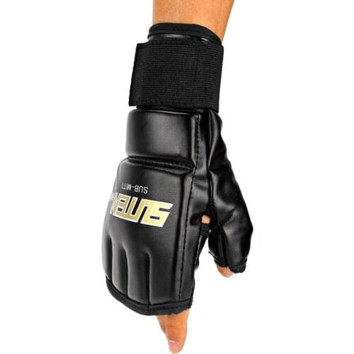 New 1 Pair PU Leather Boxing Gloves Sport Men Half Finger Muay Thai Gloves Kick Boxing Training Boxing Glove