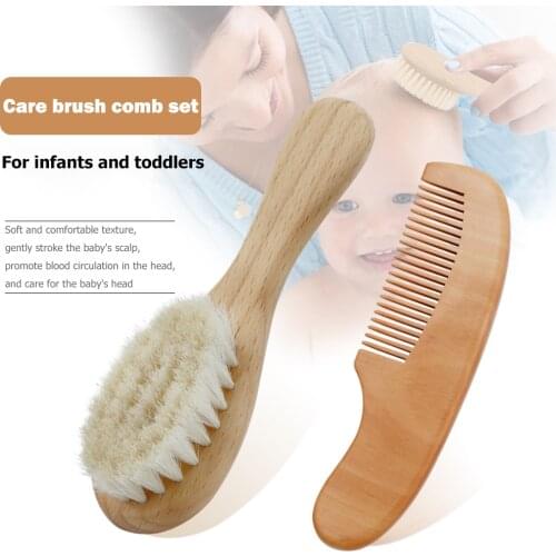 Baby Hair Brush Wooden Wool Soft Newborn Cleaning Brush Baby Daily Care Products Comfortable Children Portable Element