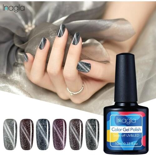 Inagla 10ML Black Diamond Cat Eye Series Gel Polish Soak off UV LED Nail Polish Lacquer Varnish Top Base Coat Manicure Art Salon