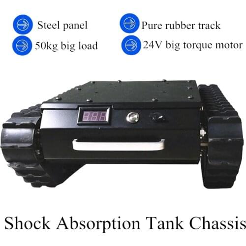 40kg Heavy Load Pure Rubber Track Shock-absorbing Tank Chassis Large RC Stainless Steel Smart Chain Car Robot 24V DC Gear Motor