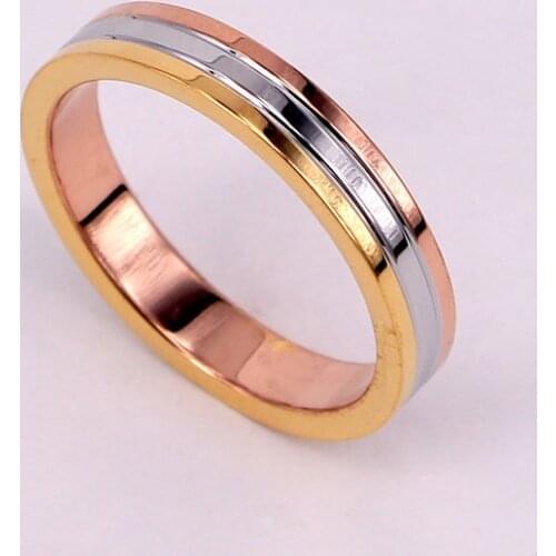 Fashion Stainless Steel Hollow Lover Three Color three layers Rings Women Rose Gold Color Party Wedding Xmas Gift
