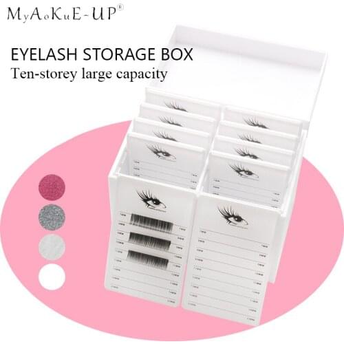 Eyelash Storage Box 10 Layers Makeup Organizer False Eyelashes Glue Pallet Holder Grafting Eyelashes Extension Makeup Tool