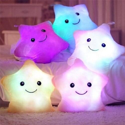 30CM Creative Toy Luminous Pillow Soft Stuffed Plush Glowing Colorful Stars Cushion Led Light Toys Gift For Kids Children Girls