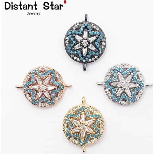 0.6*0.8in Star Brass Zirconia Diy Jewelry Bracelet For Making Bracelet Necklace Jewelry Accessories Connector Round Hole Finding