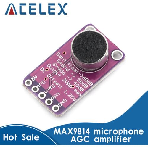 MAX9814 Microphone AGC Amplifier Board Module Auto Gain Control Programmable Attack and Release Ratio Low THD