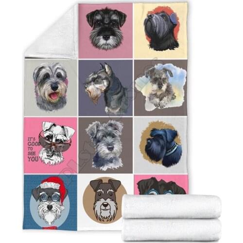Cute schnauzer faces fleece blanket wearwanta Printed Wearable Blanket Adults/kids Fleece Blanket Sherpa Blanket
